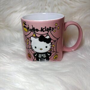 NEW Hello Kitty Pink Halloween Skeleton Spiderweb Ceramic Mug